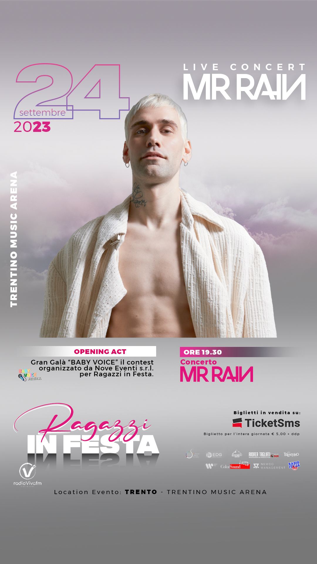 DOMENICA 24 SETTEMBRE 2023 ALLA TRENTINO MUSIC ARENA ARRIVA MR.RAIN