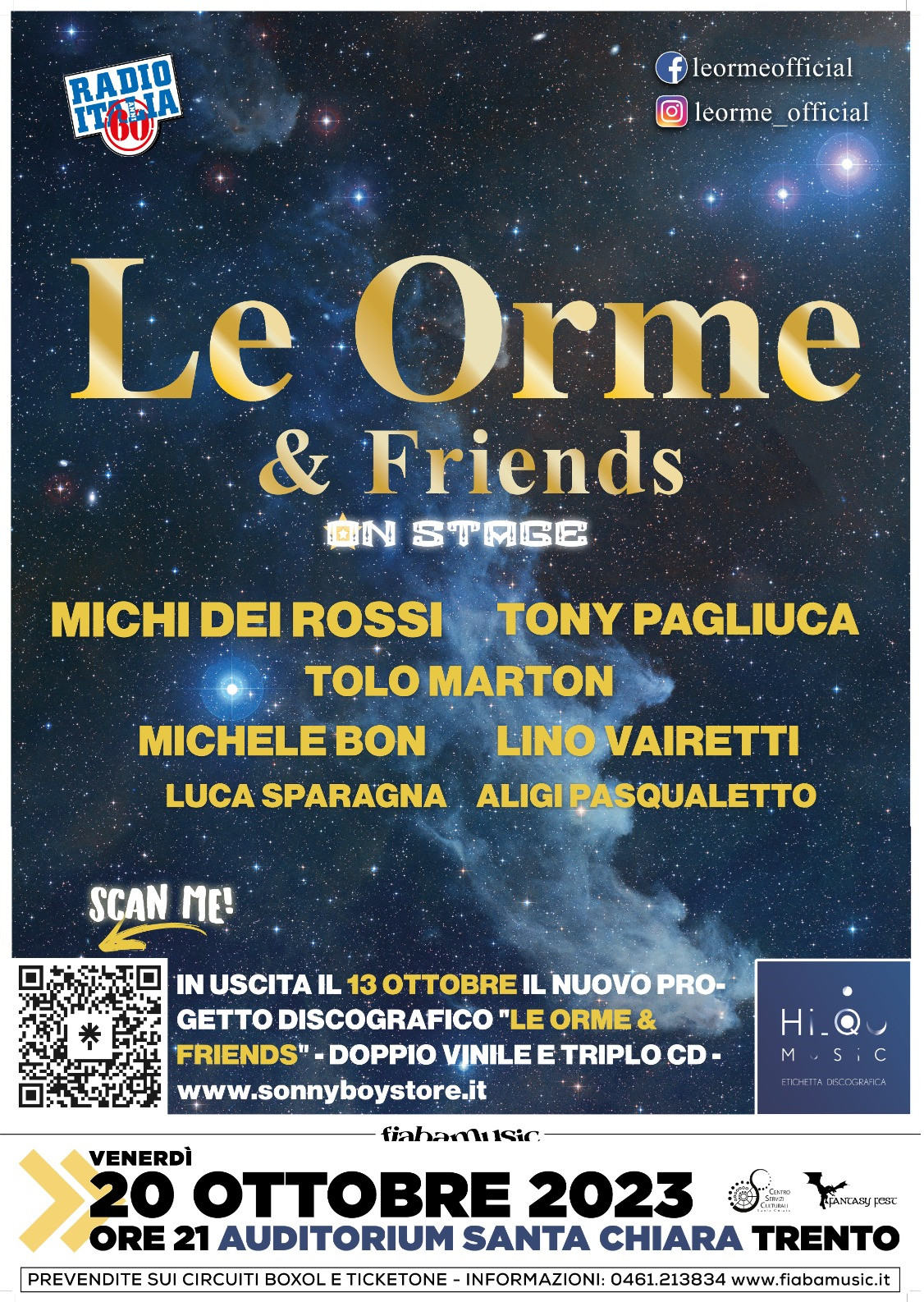 LE ORME & FRIENDS: A TRENTO IL 20 OTTOBRE 2023